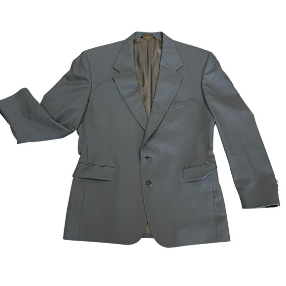 John Clarenton Sports Blazer Jacket Men's 44R Gray 2 Button Single Breast Suit - Picture 2 of 14